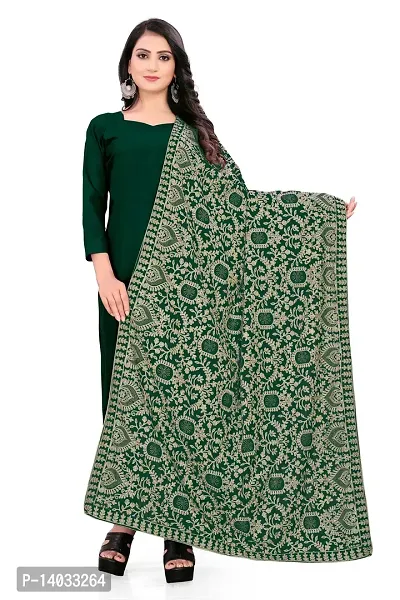 SALWAT Green Color Velvet Dupatta-thumb0