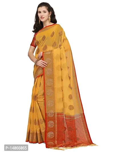 Party Wear Merigold Colour Banarasi Silk Madhubani Work Festival Saree-thumb2