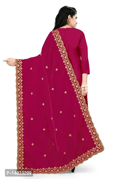 SALWAT Pink Color Velvet Dupatta-thumb4