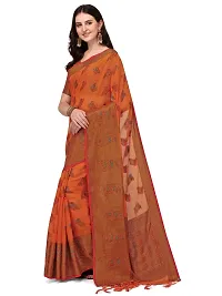 Party Wear Orange Colour Banarasi Silk Madhubani Work Festival Saree-thumb1