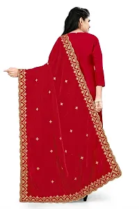 SALWAT Red Color Velvet Dupatta-thumb3