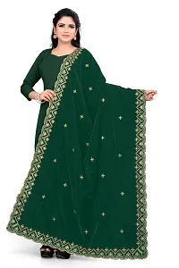 SALWAT Green Color Velvet Dupatta-thumb1