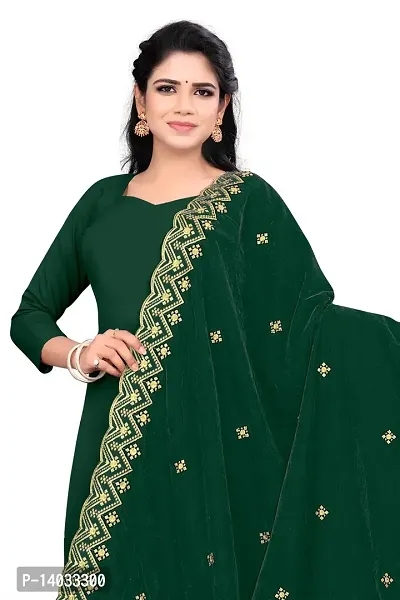 SALWAT Green Color Velvet Dupatta
