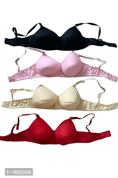 Pack of 4 Women Full Coverage Lightly Padded Bra (Multicolor)-thumb0