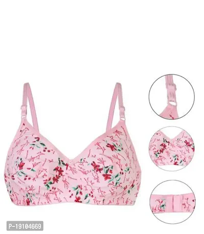 Flowsy Women's Cotton Bra Printed Non-Padded, Non-Wired Ladies Innerwear Daily Use Bra Pack of 3-thumb2