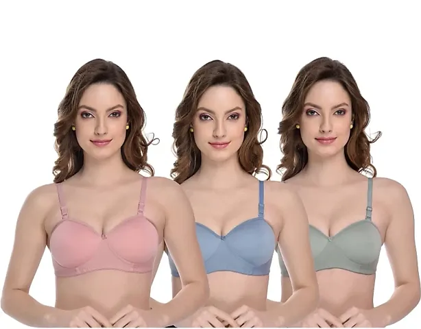 MiEstilo Seamless Half-Cup Cotton Blend Lightly Padded Low Coverage Bra