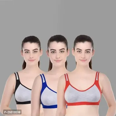 Women's non padded sports bra pack of 3-thumb0
