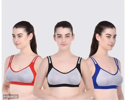 Stylish Multicoloured Hosiery Sports Bra for Women Pack of 3-thumb0