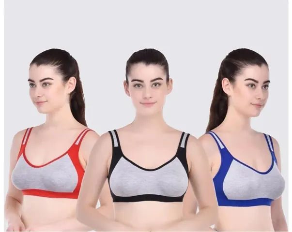 Stylish Fancy Solid Non Padded Bras For Women Pack Of 3