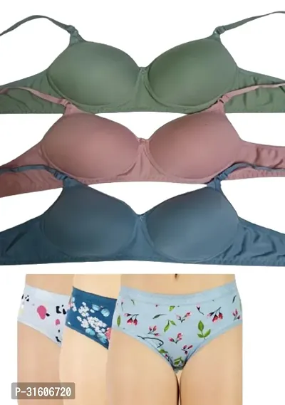 Fancy Bra and Panty Set for Women Pack of 3