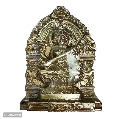 AllZon Saraswathi Ceramic Idol Statue Murti for Golu Home Pooja Room Reception Hall Decor - 4 Inches