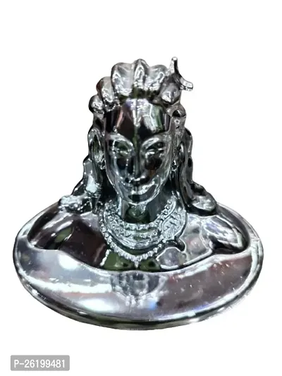 Stylish Silver Adiyogi Shiv Ji Idol For Home Decor Gift Puja Car Dashboard Statue Decorative Showpiece 6 Cm Ceramic Silver