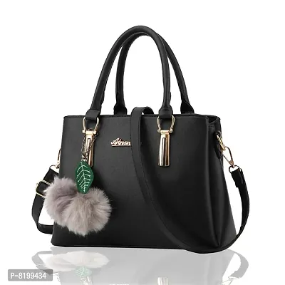 Elegant Black PU Handbags For Women And Girls-thumb0