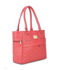 Elegant Peach PU Handbags For Women And Girls-thumb1