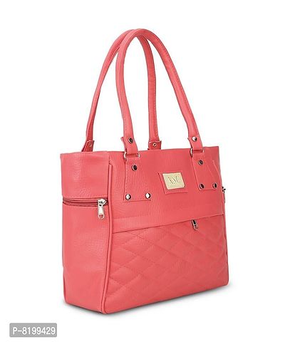 Elegant Peach PU Handbags For Women And Girls-thumb2