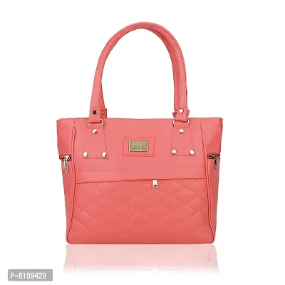 Elegant Peach PU Handbags For Women And Girls-thumb0