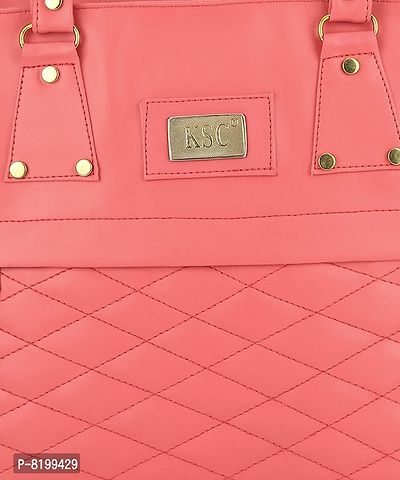 Elegant Peach PU Handbags For Women And Girls-thumb5