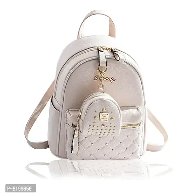 Stylish White PU Backpacks For Women And Girls-thumb0