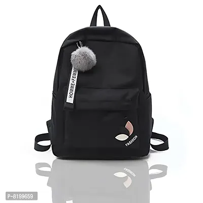 Stylish Black PU Backpacks For Women And Girls-thumb0