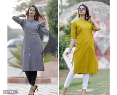 Stylish Women Cotton Kurta Pack of 2-thumb0