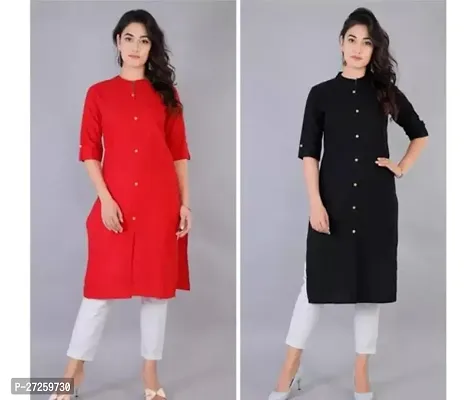 Stylish Women Cotton Kurta Pack of 2-thumb0