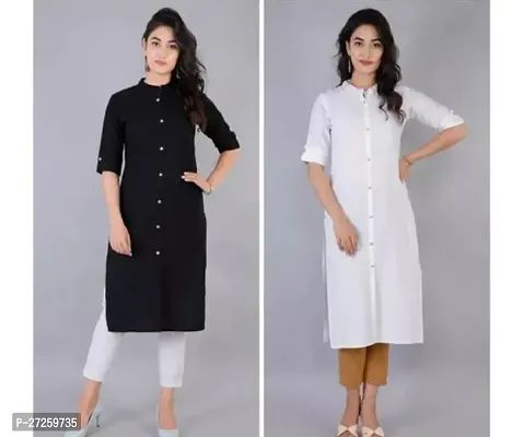 Stylish Women Cotton Kurta Pack of 2-thumb0