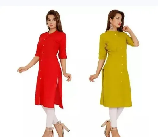 Stylish Cotton Solid Kurta - Pack of 2