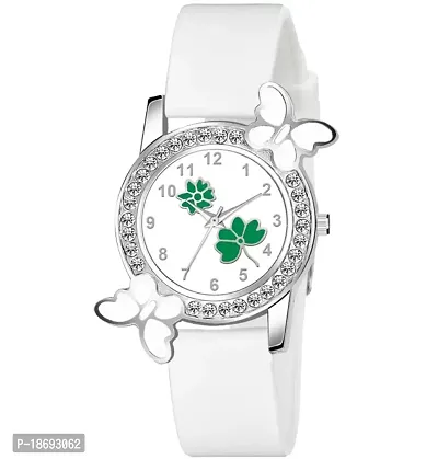 Butterfly Flower BF White Green Watch for Girl