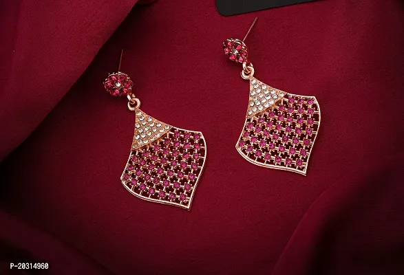 Elegant Rose Gold Plated Brass Drop Earrings For Women