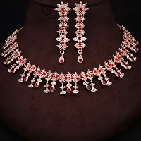 Elegant Alloy Rose Gold Plated American Diamond Jewellery Set-thumb1