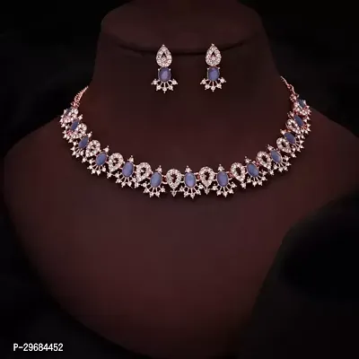 Trendy Rosegold Plated Choker Set With Matching Pair Of Earrings For Women And Girls.