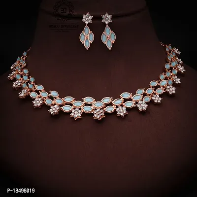 New Rose Gold  Necklace With 1 pair Of Earrings For Women And Girl