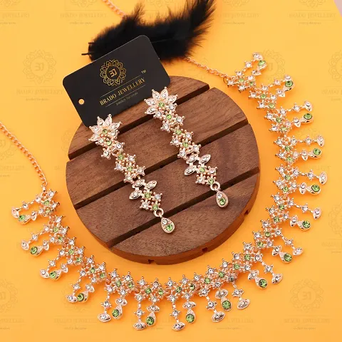 Fancy Alloy Golden American Diamond Jewellery Sets For Women