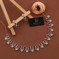 New Rose Gold  Necklace With 1 pair Of Earrings For Women And Girl-thumb2