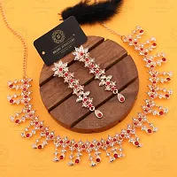 Elegant Alloy Rose Gold Plated American Diamond Jewellery Set-thumb2