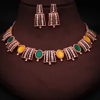 Elegant Alloy Rose Gold Plated American Diamond Jewellery Set-thumb3