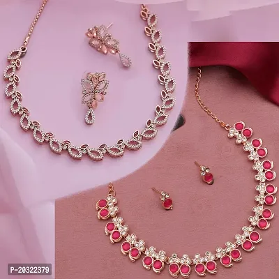 Exclusive Alloy Rose Gold Necklace Set For Women Combo Pack Of 2-thumb0