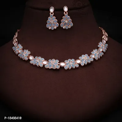 New Rose Gold Necklace Jewellery Set with Earrings for Women and girls