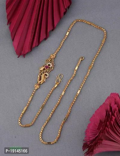 American Diamond Copper Gold Plated 24 Inch Mugappu Mop chain For Women-thumb0