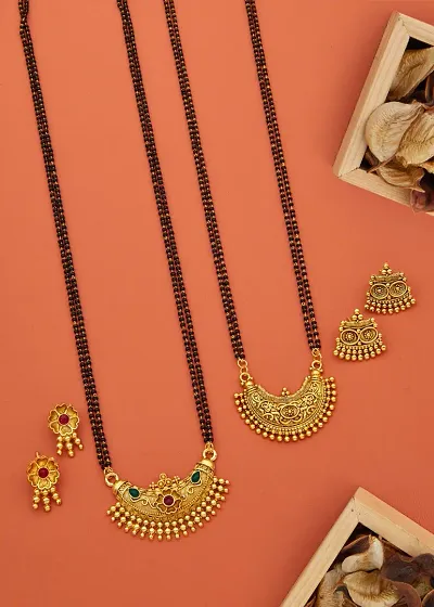 Combo Of 2 Premium Quality Mangalsutra Set With Earring For Women.