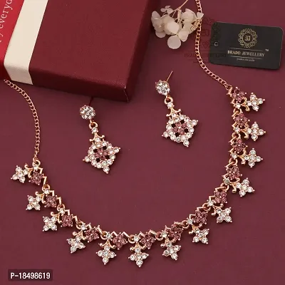 New Gold plated American diamond Necklace for Women and girls-thumb3