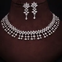 Elegant Alloy Rose Gold Plated American Diamond Jewellery Set-thumb3