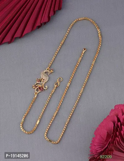 American Diamond Copper Gold Plated 24 Inch Mugappu Mop chain For Women-thumb0