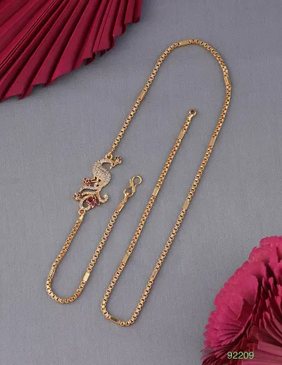 Fancy American Diamond Copper Gold Plated Chain For Women