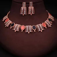 Elegant Alloy Rose Gold Plated American Diamond Jewellery Set-thumb3