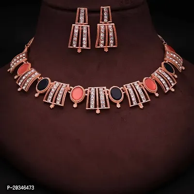 Elegant Alloy Rose Gold Plated American Diamond Jewellery Set-thumb4