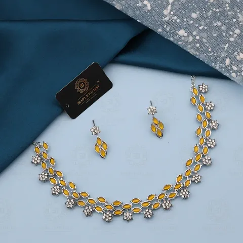 Trendy Brass Golden American Diamond Jewellery Sets For Women