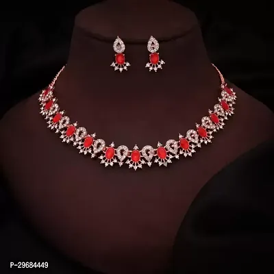 Trendy Rosegold Plated Choker Set With Matching Pair Of Earrings For Women And Girls.