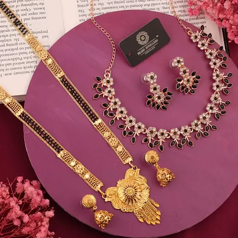 Beautiful Brass Necklace Set And Mangalsutra With Earring Pack Of 2