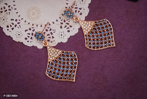 Elegant Rose Gold Plated Brass Drop Earrings For Women
